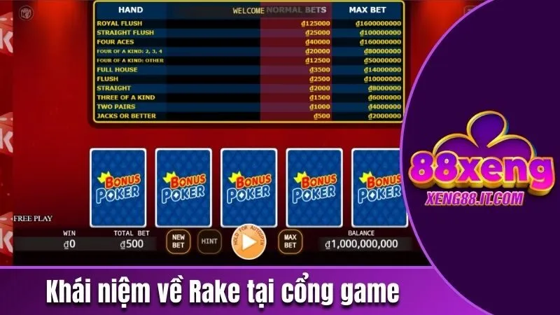 Rake Trong Poker - Các Khoản Lệ Phí Bắt Buộc Phải Thu 2 Khái niệm về Rake tại cổng game